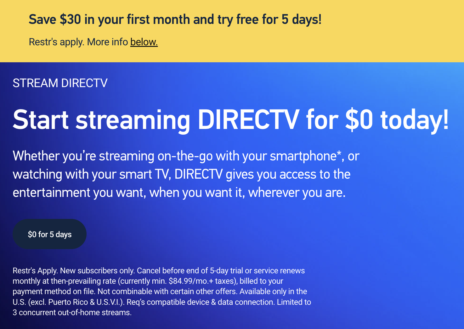 directv free trial
