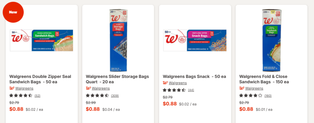 Walgreens Storage Bags
