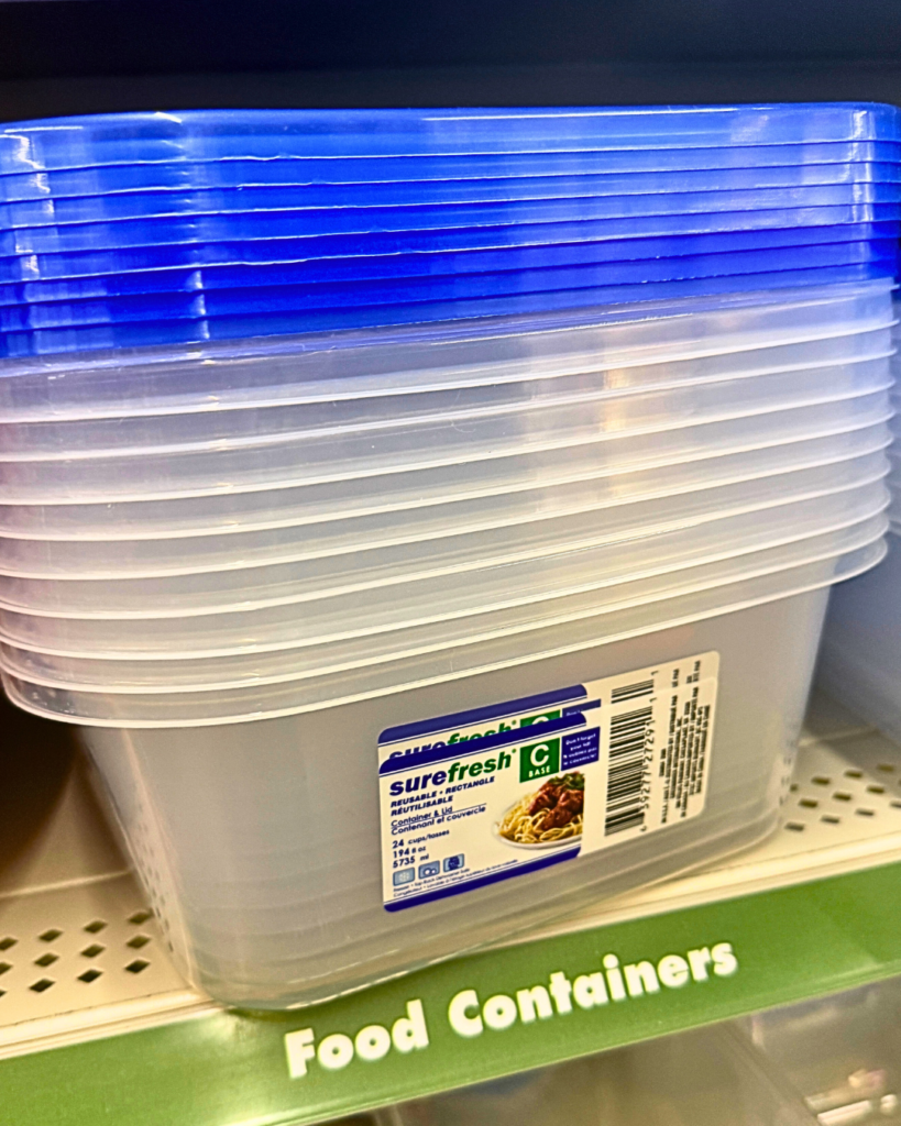 clear bins used for dollar tree road trip essentials to store snacks and other car supplies