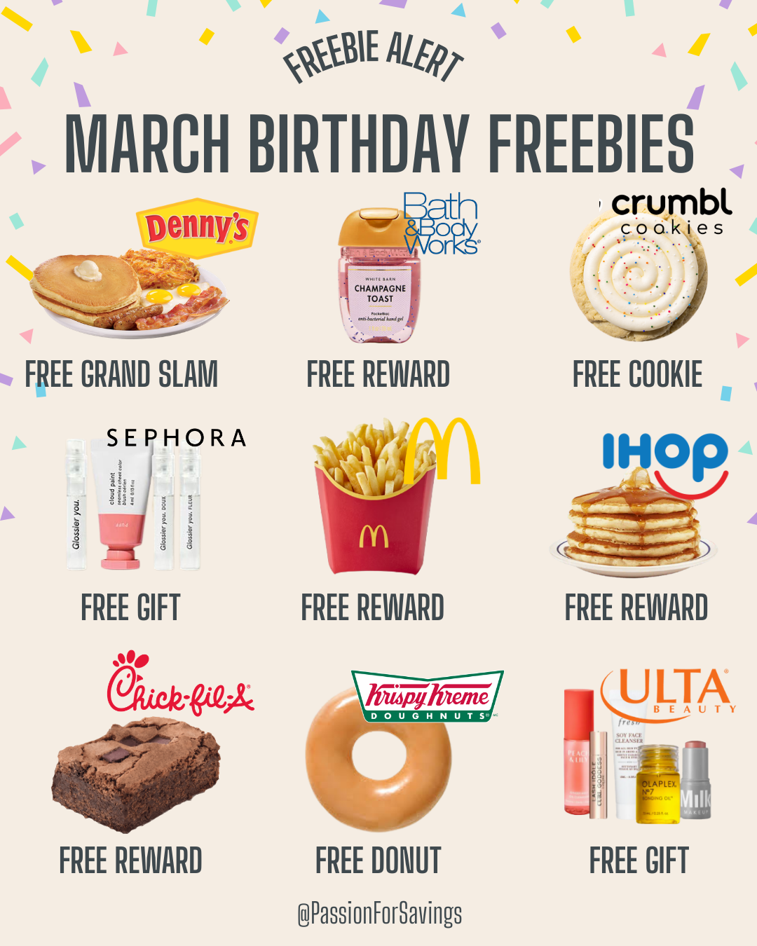 Birthday month freebies
