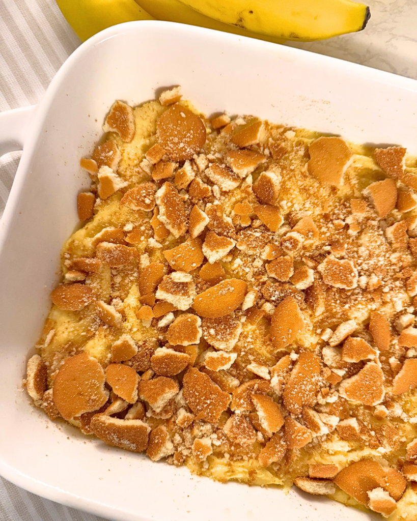 banana pudding brownies before baking