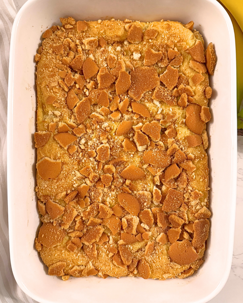 banana pudding brownies after baking