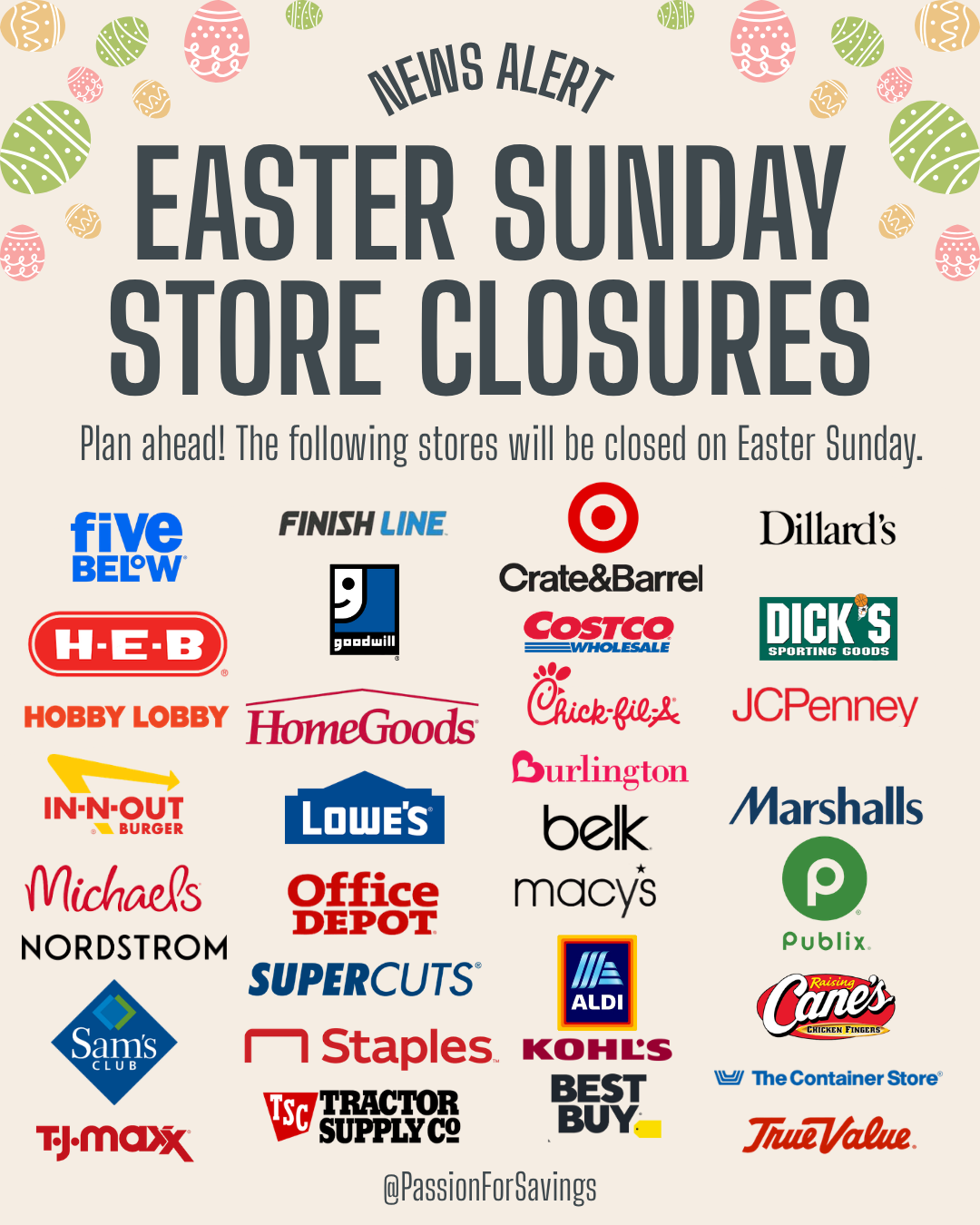 Stores Closed on Easter